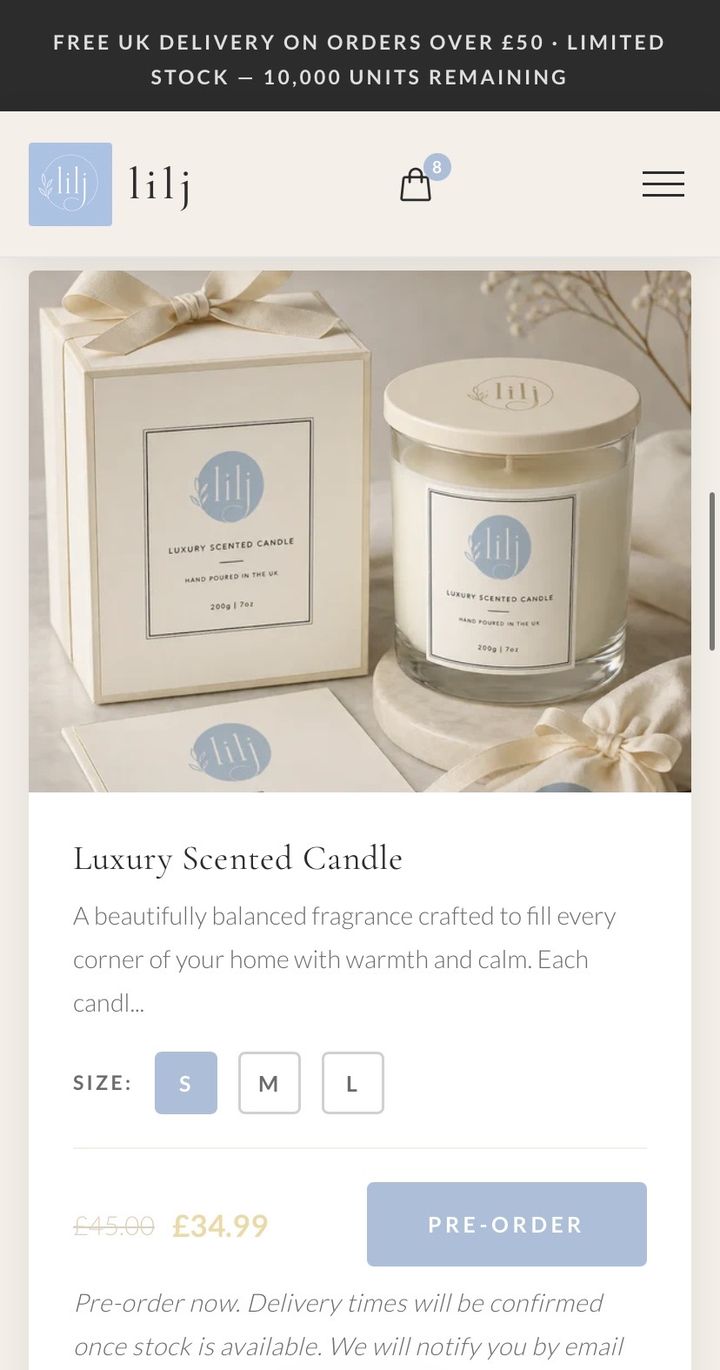 lilj website, product page