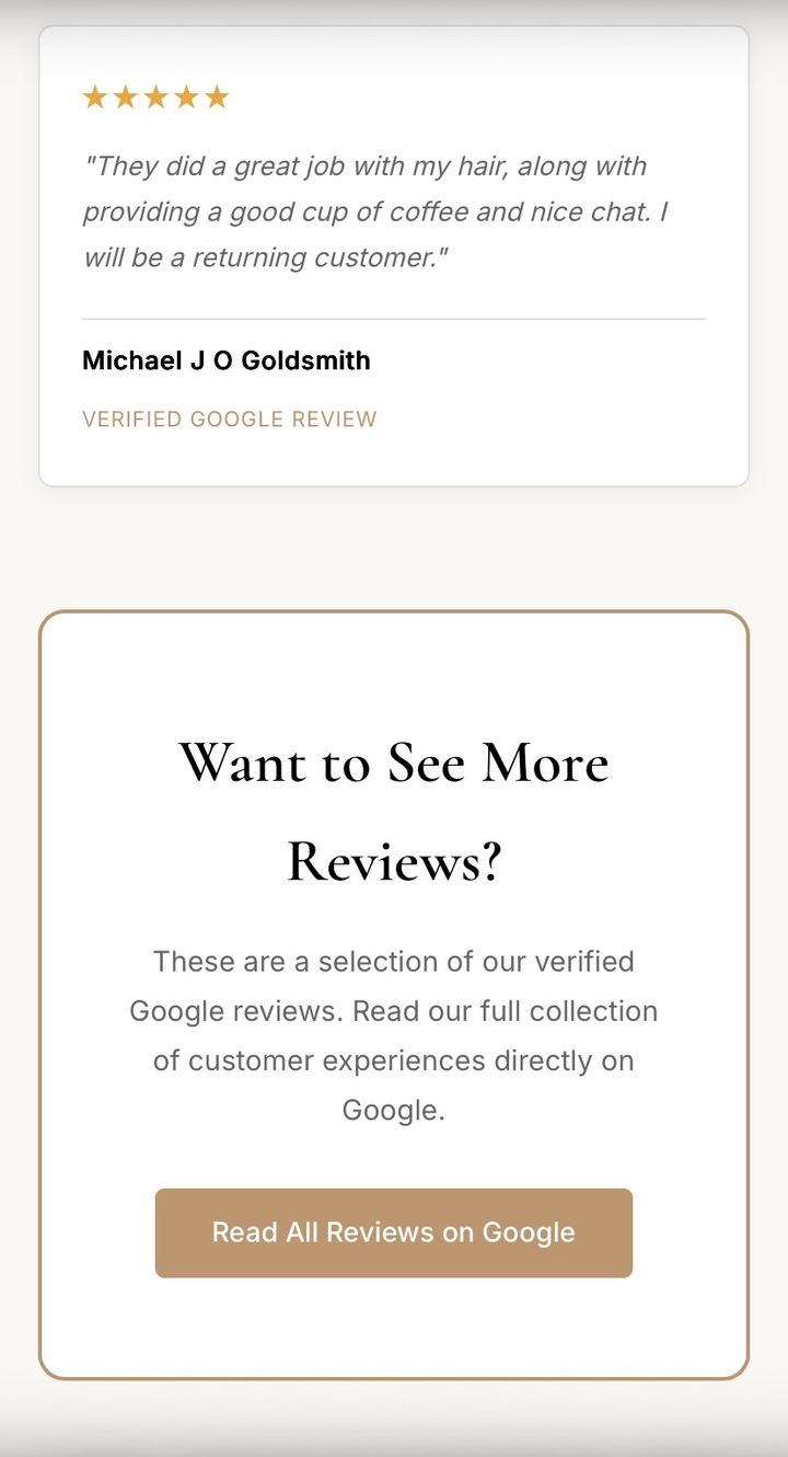 Urban Hair and Beauty website, Google reviews